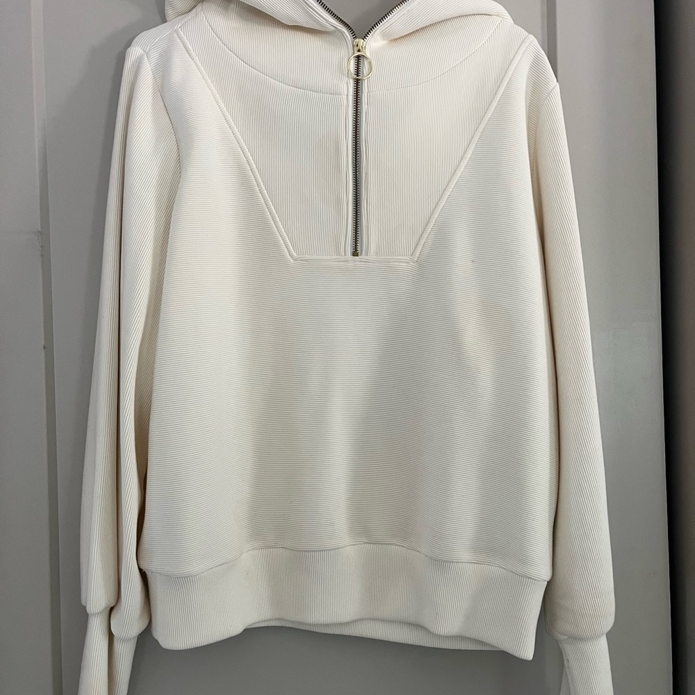 Varley Off-White Half-Zip Hoodie Sweater